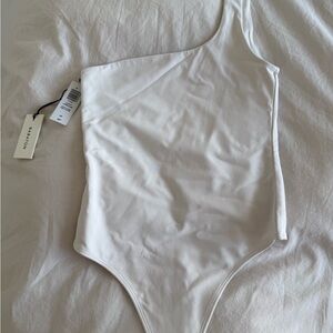 Aritzia White One-Shoulder Bodysuit